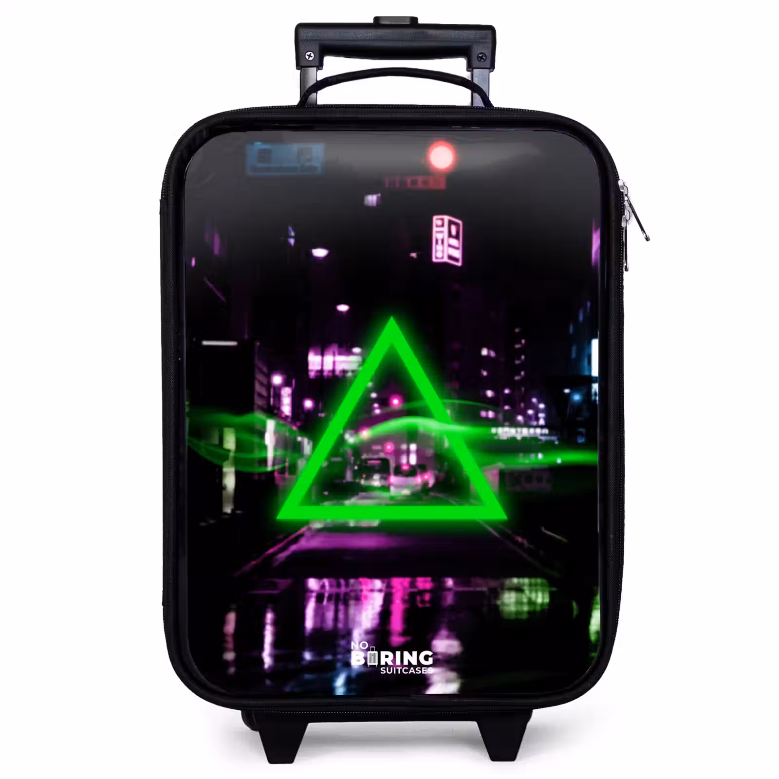 Children's suitcase - Bright green triangle over a city street — 1
