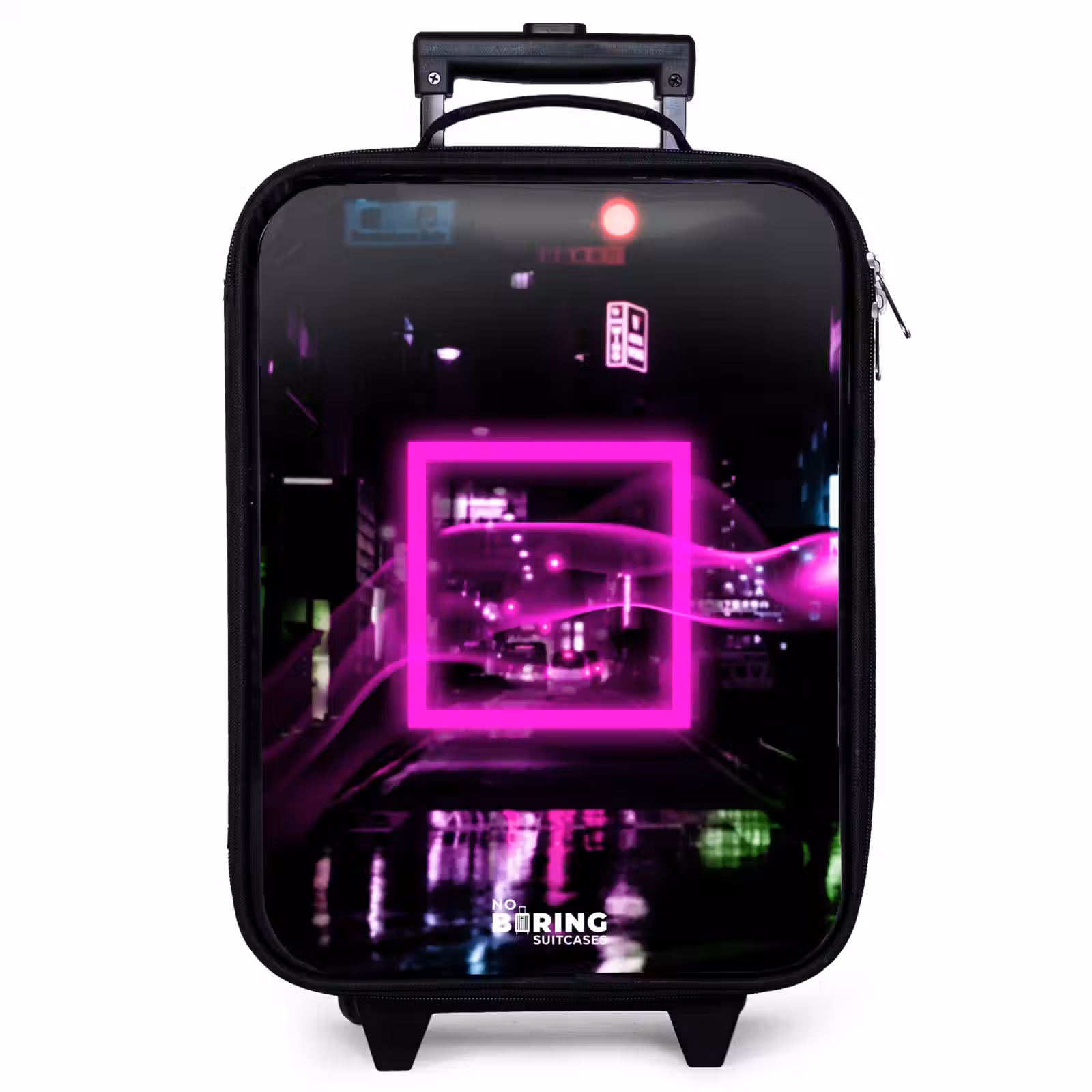 Children's suitcase - Bright pink square above a wet street — 1