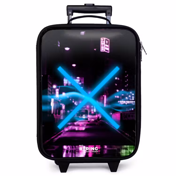Children's suitcase - Bright blue cross over a nighttime street — 1