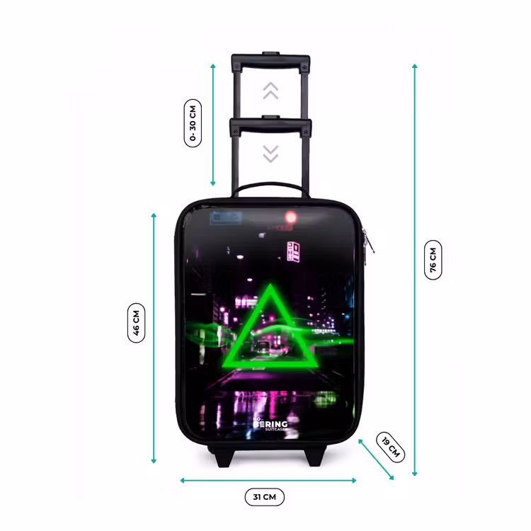 Children's suitcase - Bright green triangle over a city street — 3