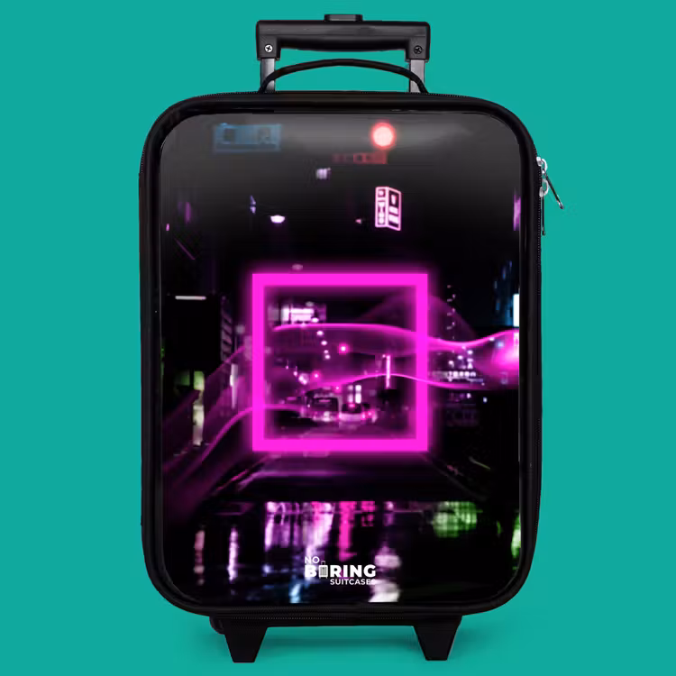 Children's suitcase - Bright pink square above a wet street — 4