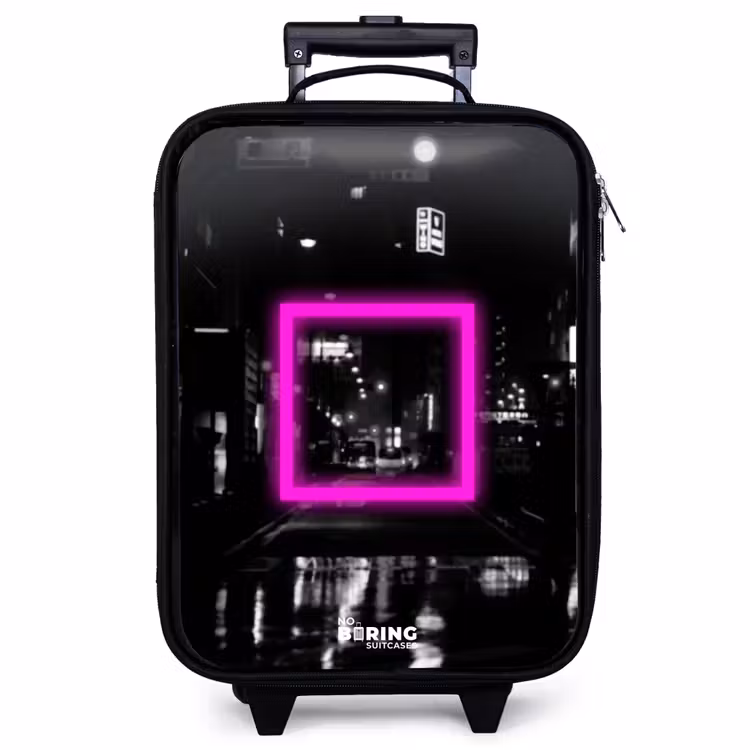 Children's suitcase - Bright pink square with backlit background — 1