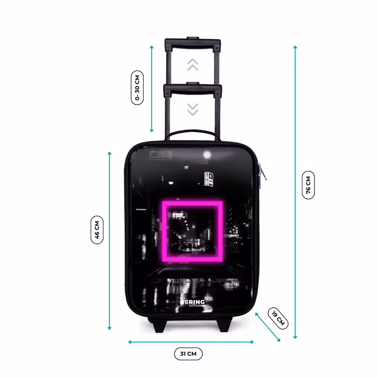 Children's suitcase - Bright pink square with backlit background — 3