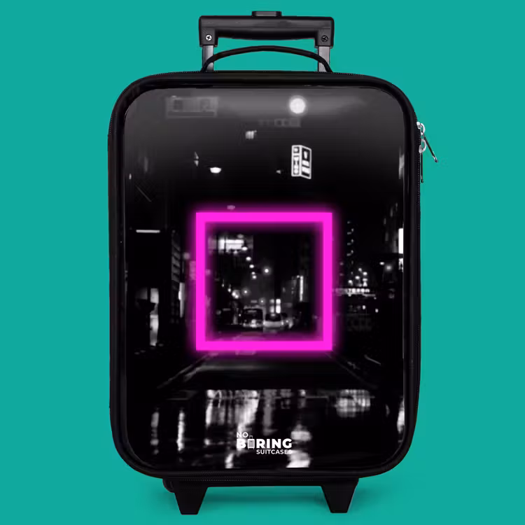 Children's suitcase - Bright pink square with backlit background — 4