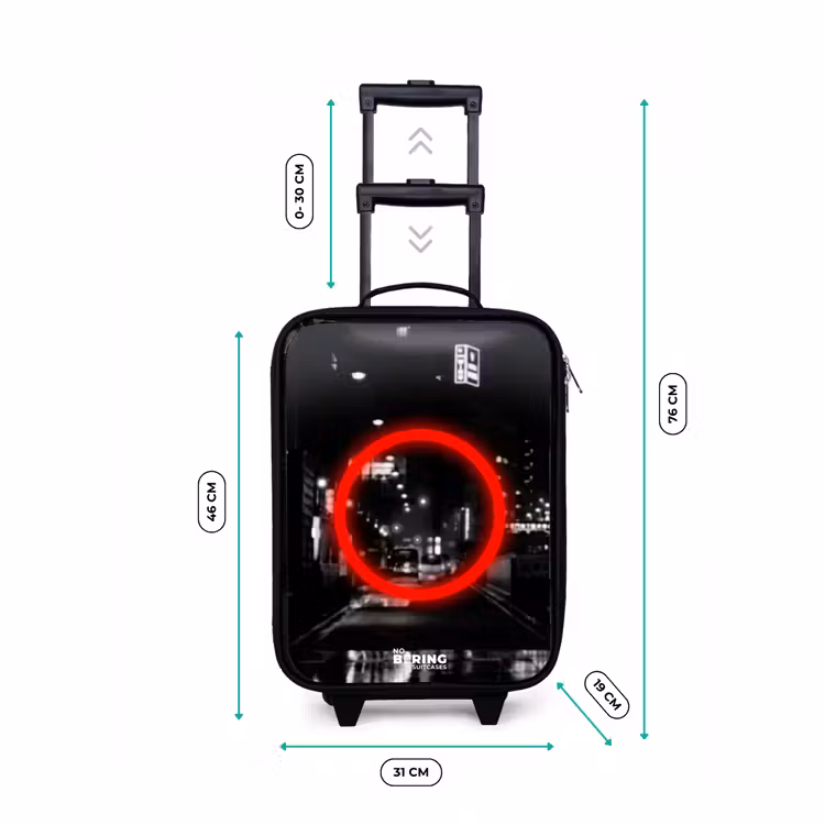 Children's suitcase - Bright red circle over a city street — 3