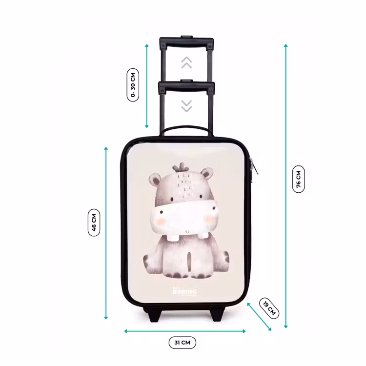 Children's suitcase - Hippo on beige background illustration — 3