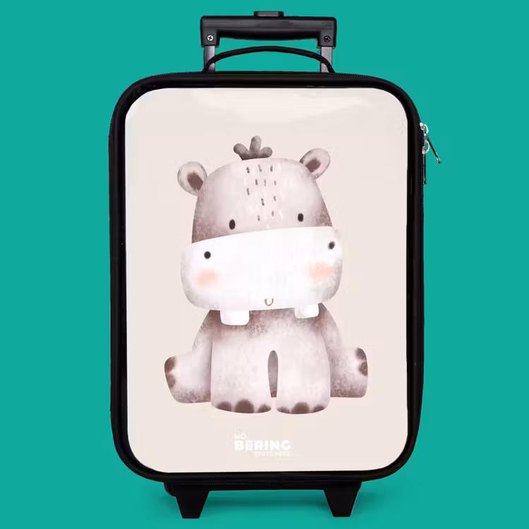 Children's suitcase - Hippo on beige background illustration — 4