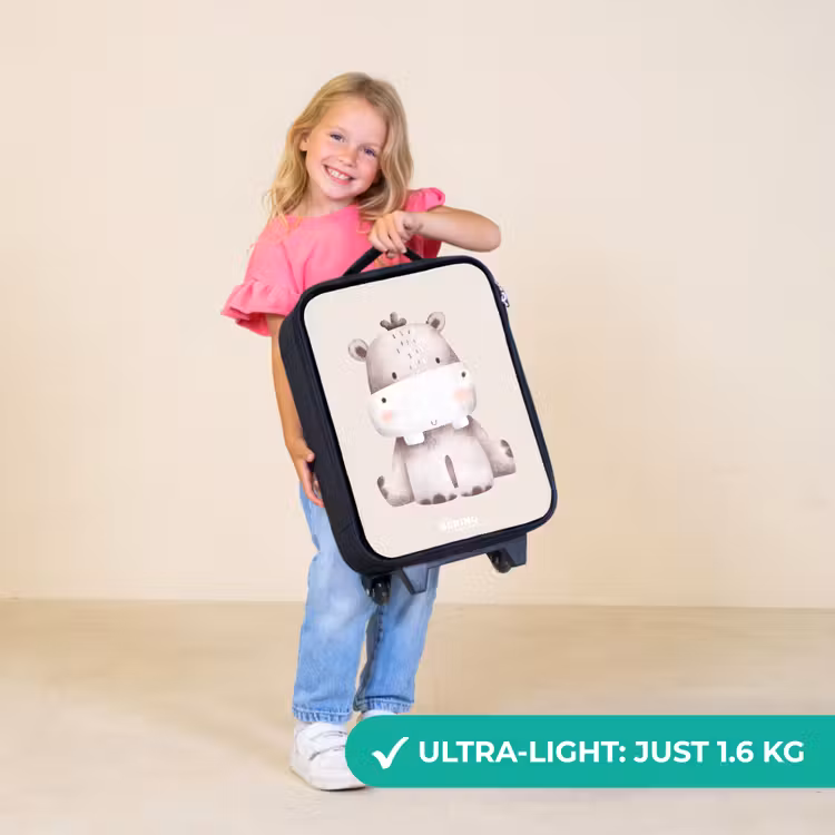 Children's suitcase - Hippo on beige background illustration — 5