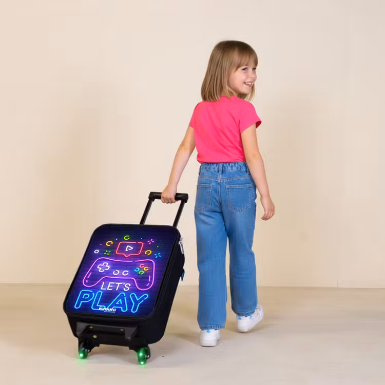 Children's suitcase - Neon controller against a brick wall — 2