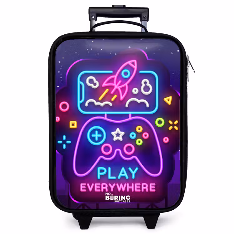 Children's suitcase - Neon illustration with a controller — 1
