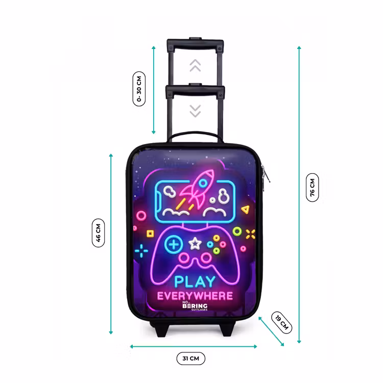 Children's suitcase - Neon illustration with a controller — 3