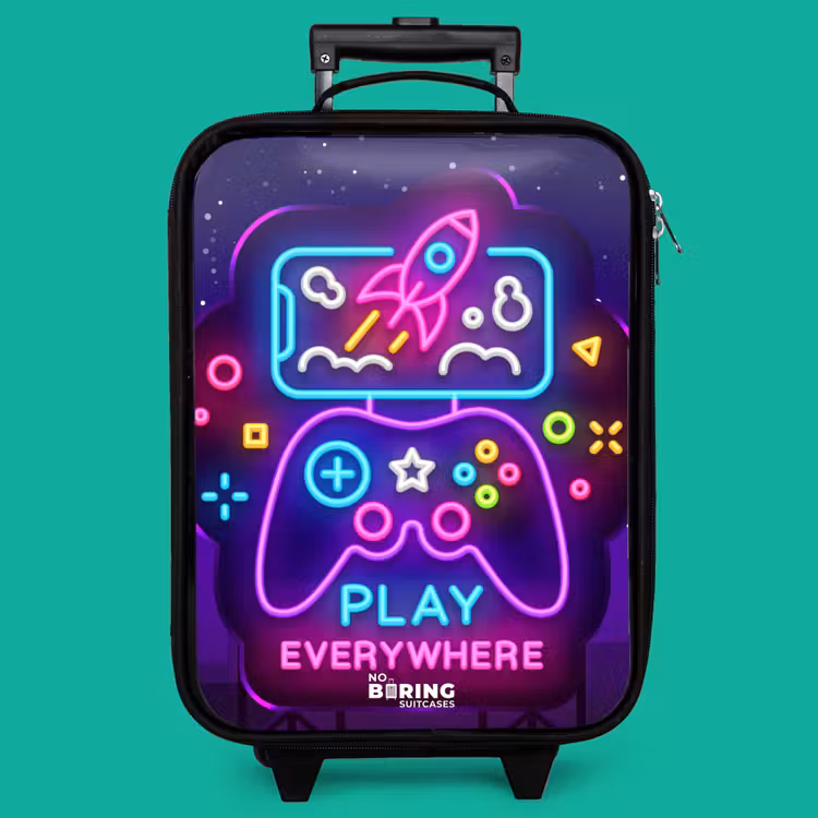 Children's suitcase - Neon illustration with a controller — 4