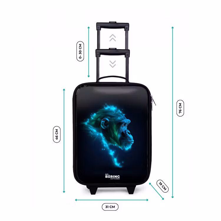 Children's suitcase - Neon silhouette of a chimpanzee — 3