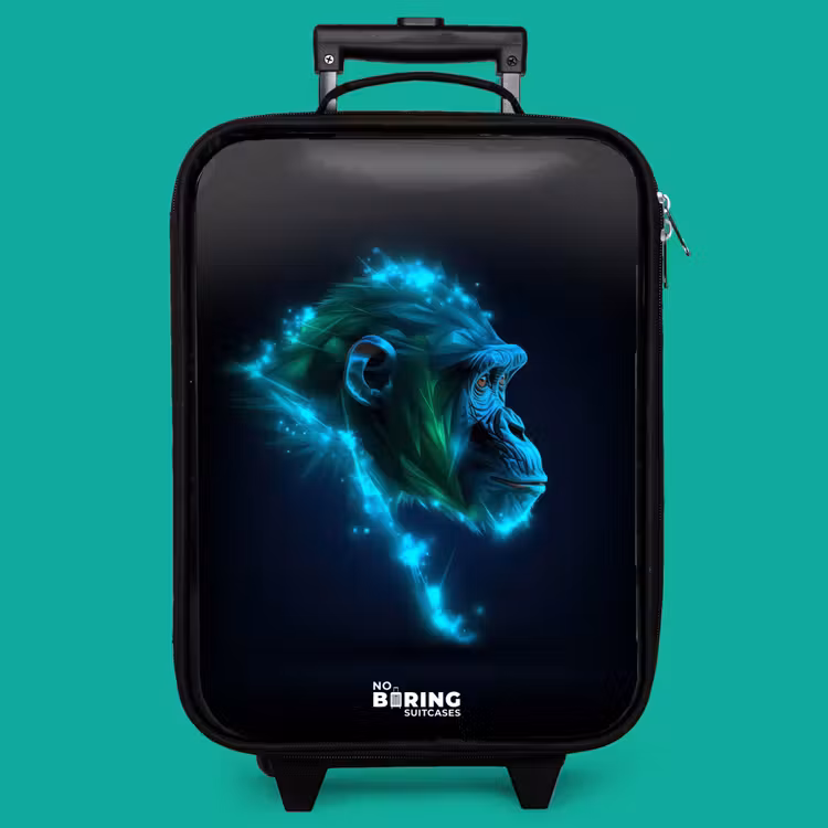 Children's suitcase - Neon silhouette of a chimpanzee — 4