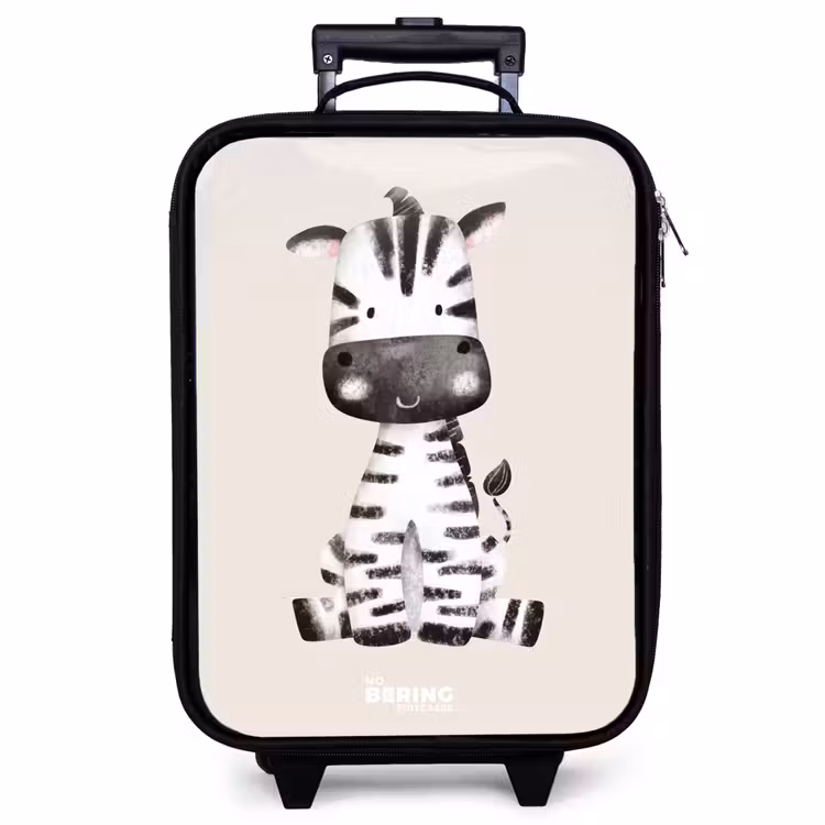 Children's suitcase - Zebra portrait drawing with beige background — 1
