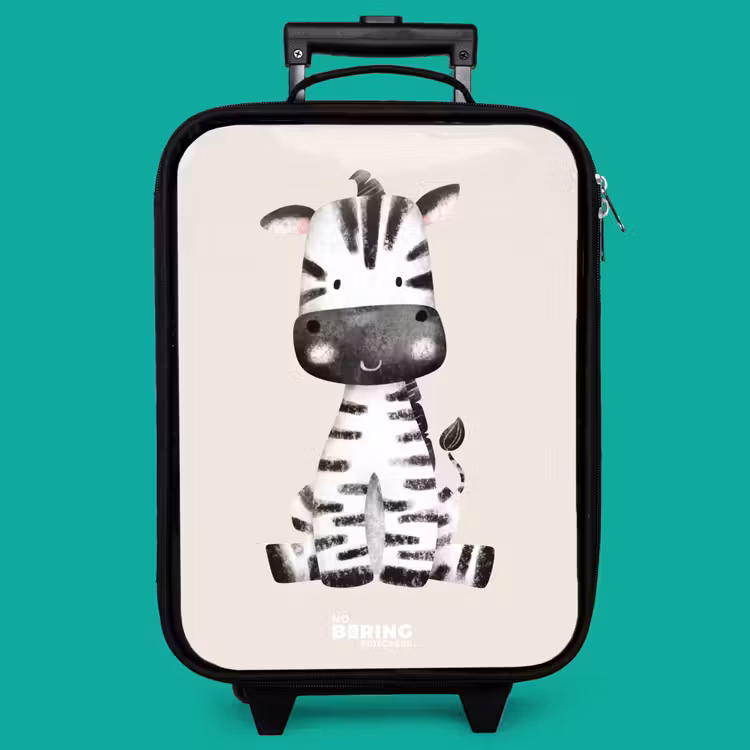 Children's suitcase - Zebra portrait drawing with beige background — 4