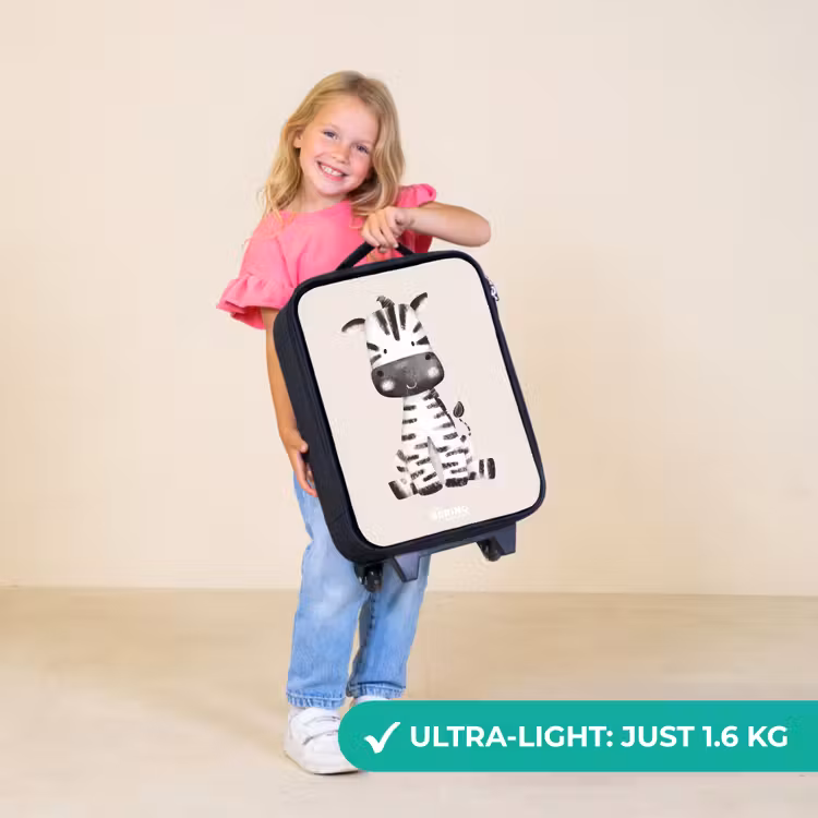 Children's suitcase - Zebra portrait drawing with beige background — 5