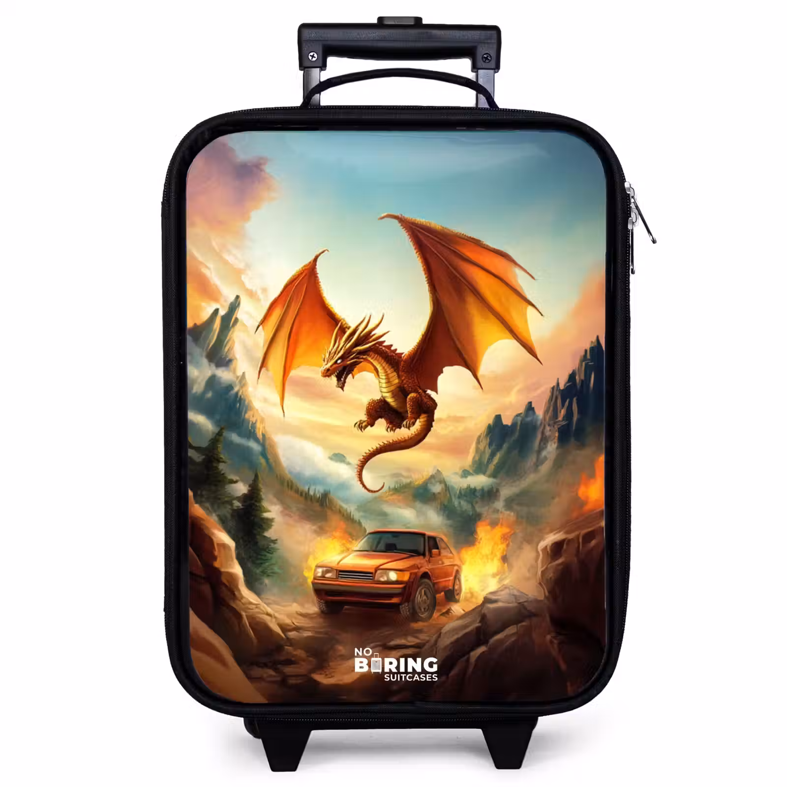 Children's suitcase - Flying dragon over fiery mountain road — 1