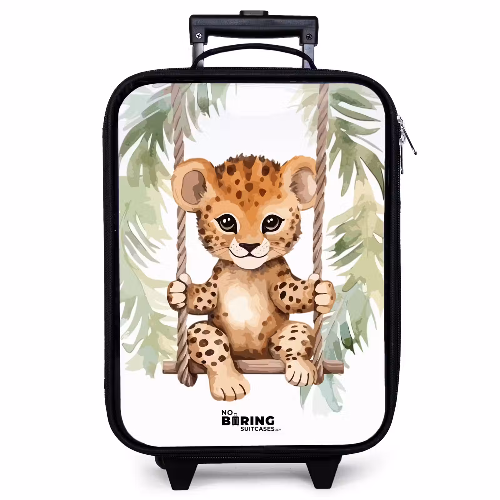 Children's suitcase - Leopard cub on a swing watercolor illustration — 1