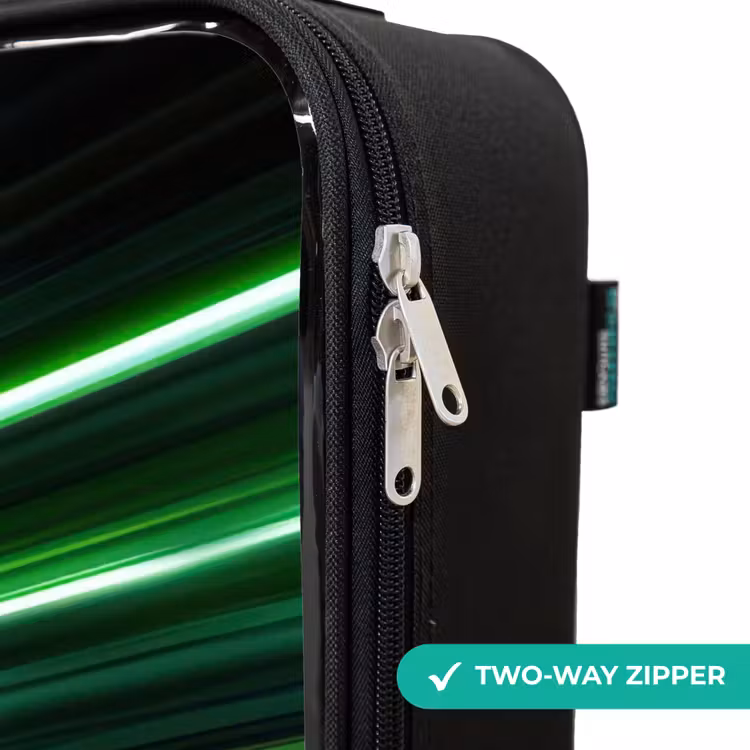Children's suitcase - Blue race car with stripes in green tunnel — 6