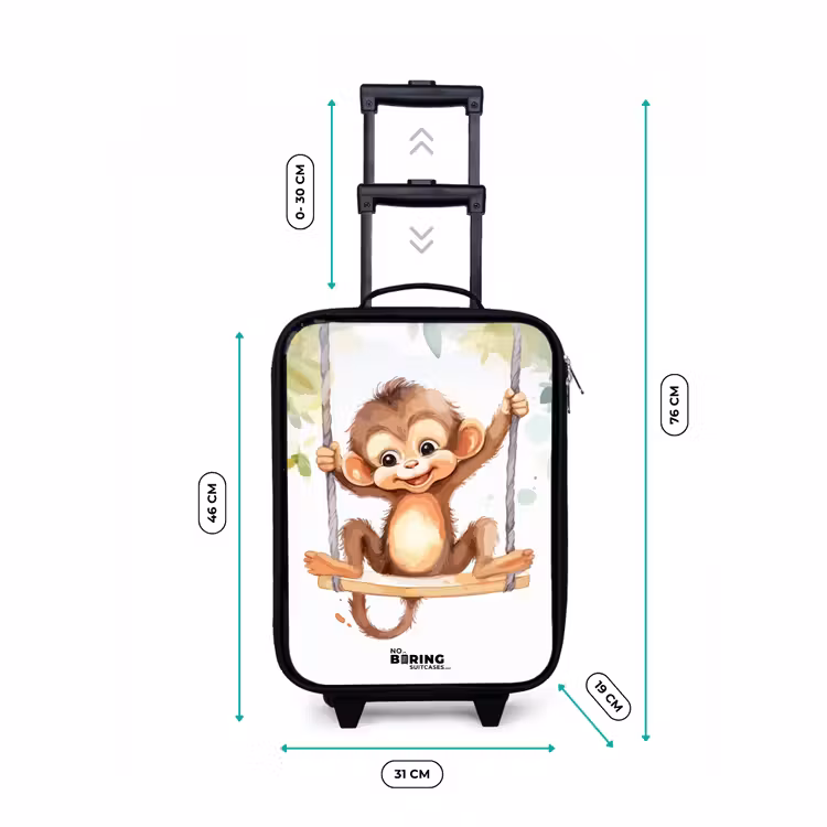 Children's suitcase - Cheerful monkey on a swing illustration — 3