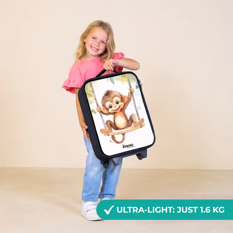 Children's suitcase - Cheerful monkey on a swing illustration — 5