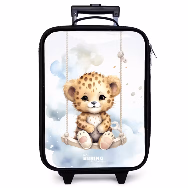 Children's suitcase - Cheetah cub on a swing in the clouds — 1