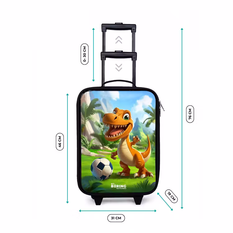 Children's suitcase - Dino with a soccer in green landscape — 3