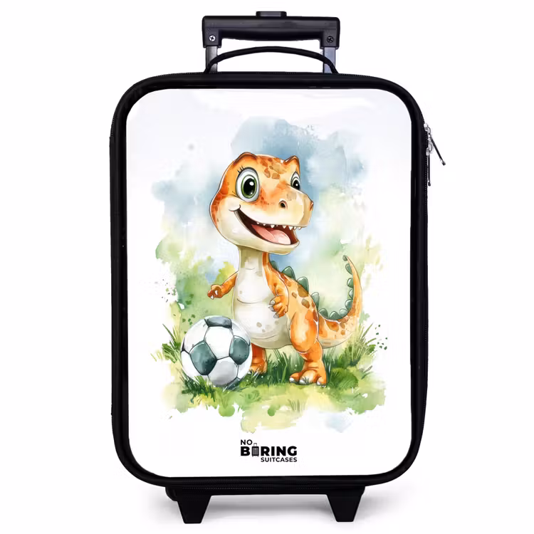 Children's suitcase - Dino with soccer in colorful field — 1
