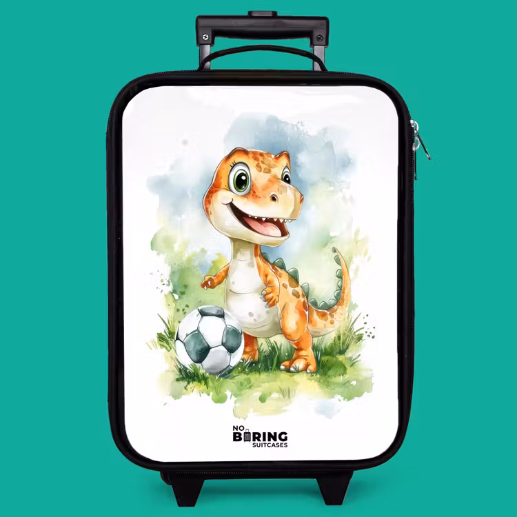 Children's suitcase - Dino with soccer in colorful field — 4
