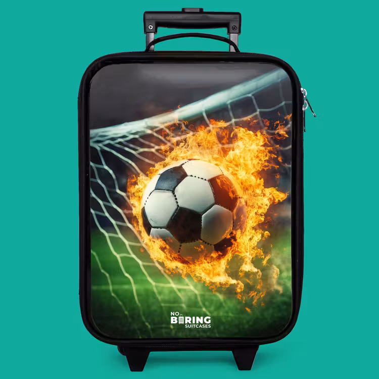 Children's suitcase - Fire soccer captured in goal net — 4
