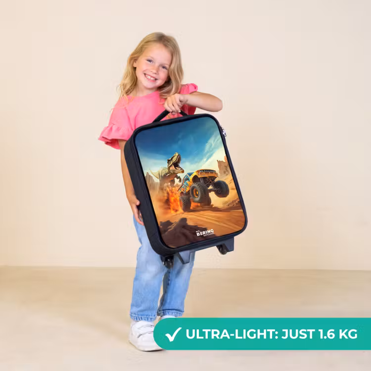 Children's suitcase - Fleeing truck for T-Rex in fiery desert — 5
