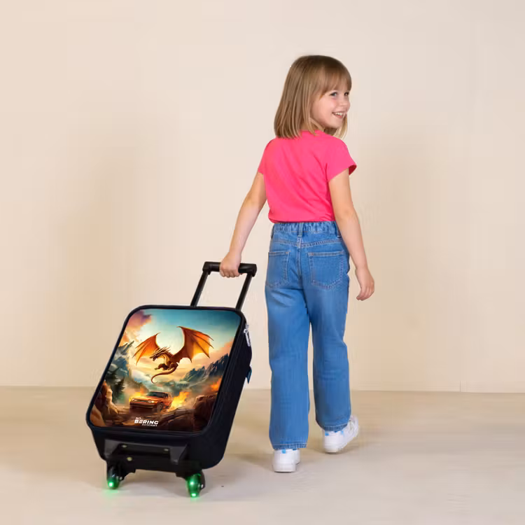 Children's suitcase - Flying dragon over fiery mountain road — 2