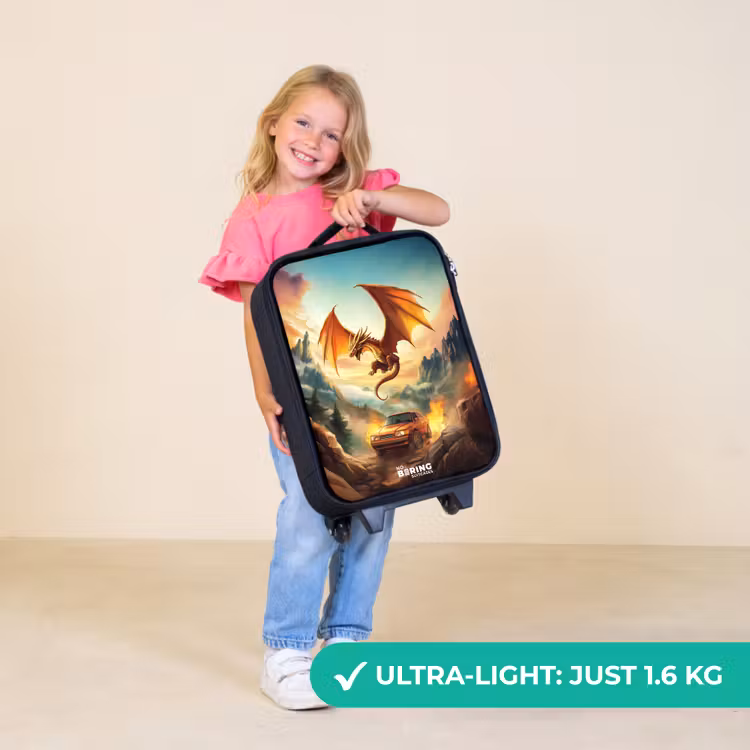 Children's suitcase - Flying dragon over fiery mountain road — 5