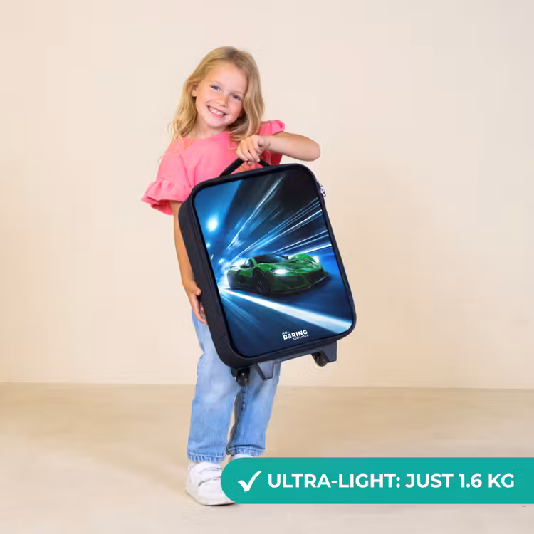 Children's suitcase - Green supercar flashes through neon lights — 5