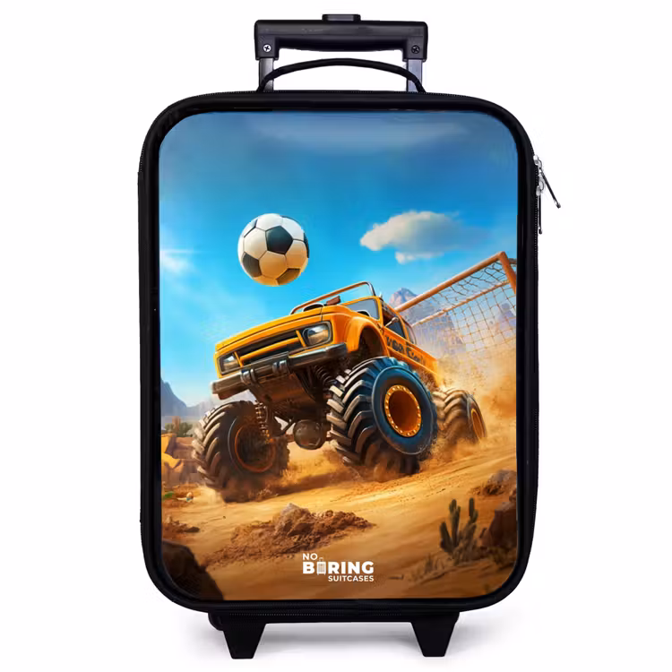 Children's suitcase - Monster truck scores goal in desert stadium — 1