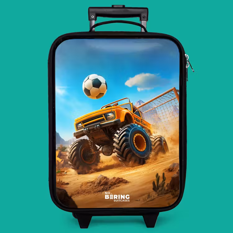 Children's suitcase - Monster truck scores goal in desert stadium — 4