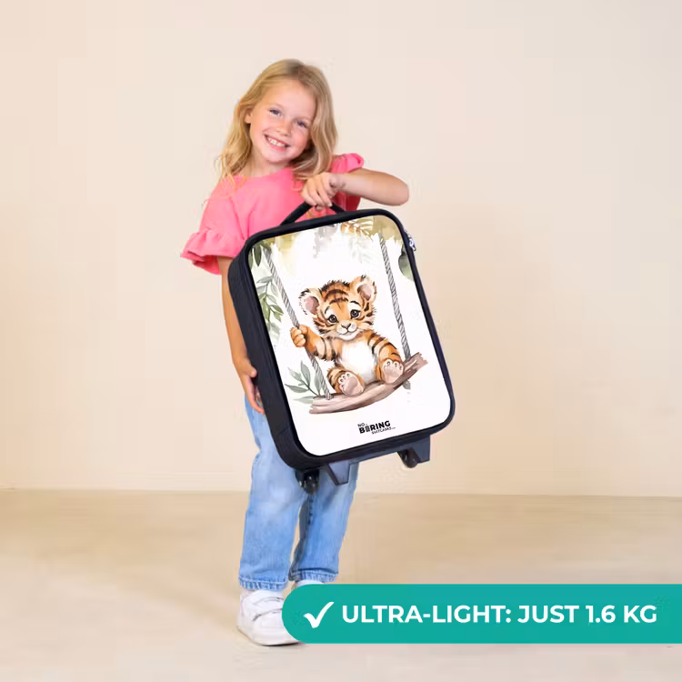Children's suitcase - Rocking tiger cub watercolor drawing — 5