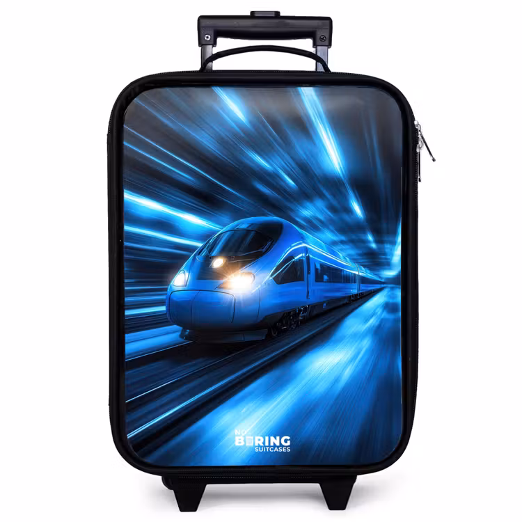 Children's suitcase - Superfast train in neon blue tunnel — 1