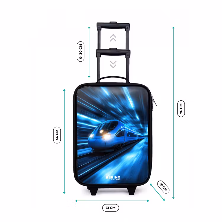 Children's suitcase - Superfast train in neon blue tunnel — 3