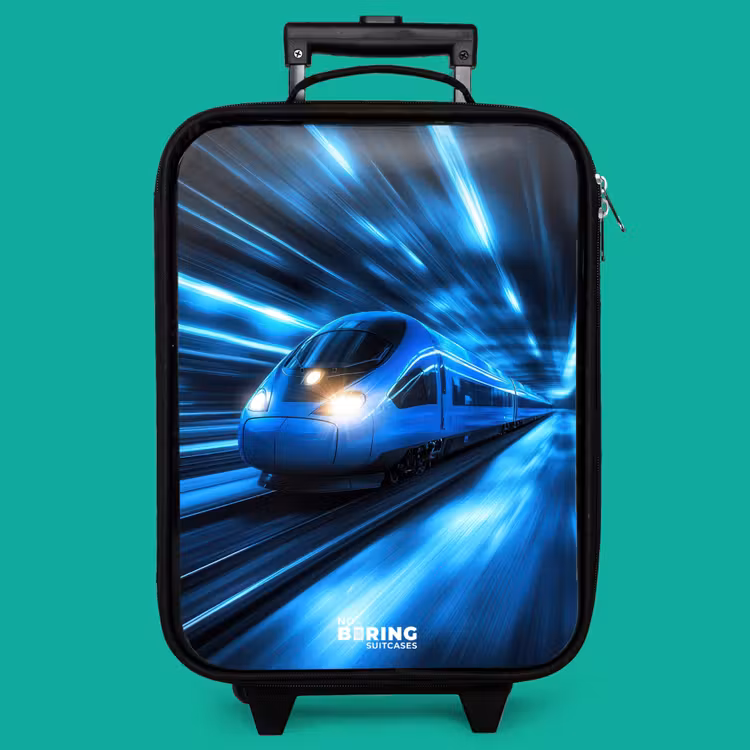 Children's suitcase - Superfast train in neon blue tunnel — 4