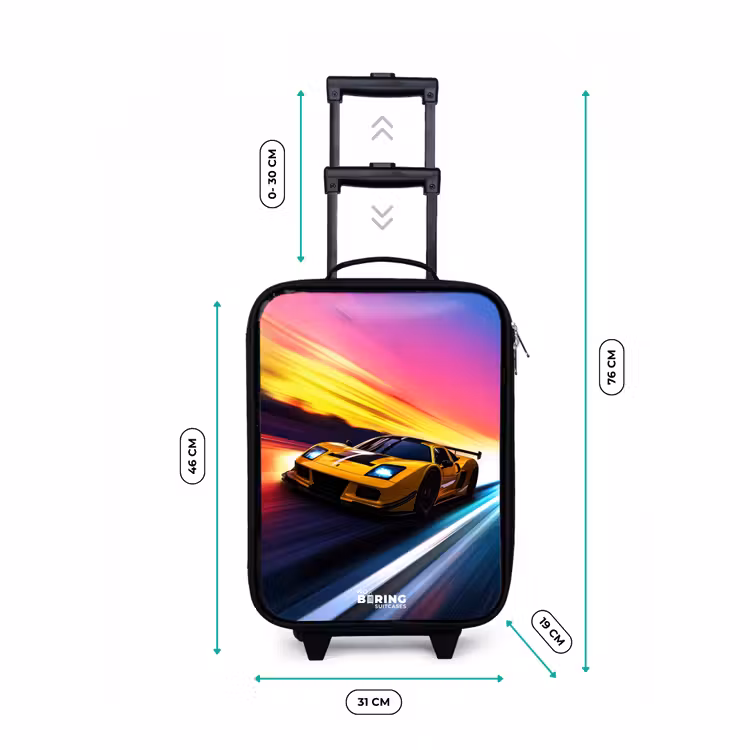 Children's suitcase - Yellow race car at colorful sunset — 3