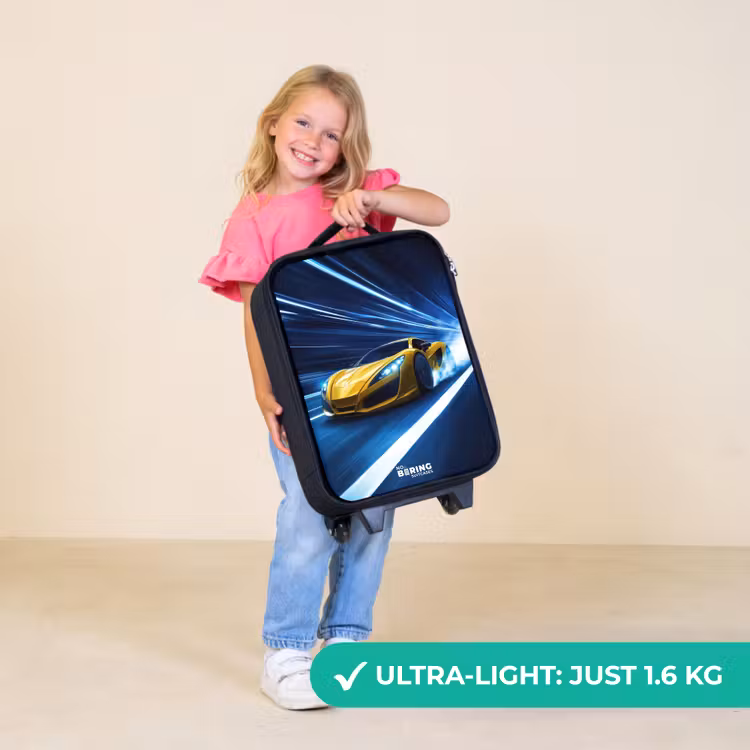 Children's suitcase - Yellow sports car in light tunnel of speed — 5