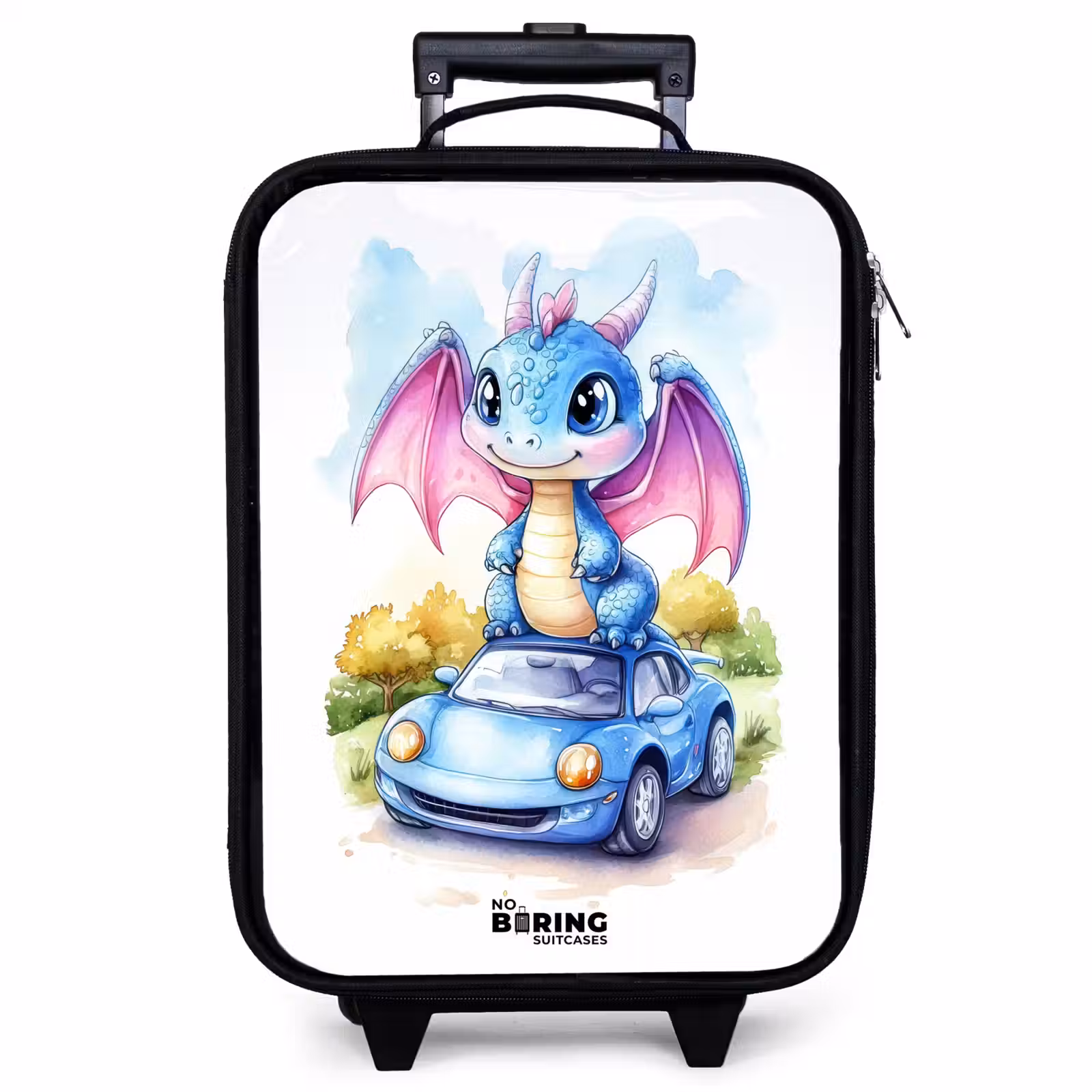 Children's suitcase - Baby dragon on blue car in wooded landscape — 1