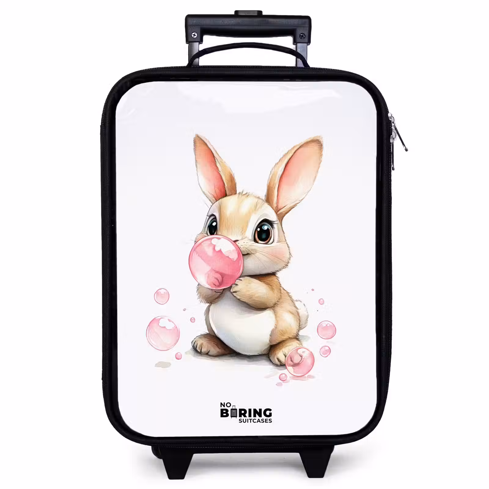 Children's suitcase - Brown bunny with pink bubbles — 1