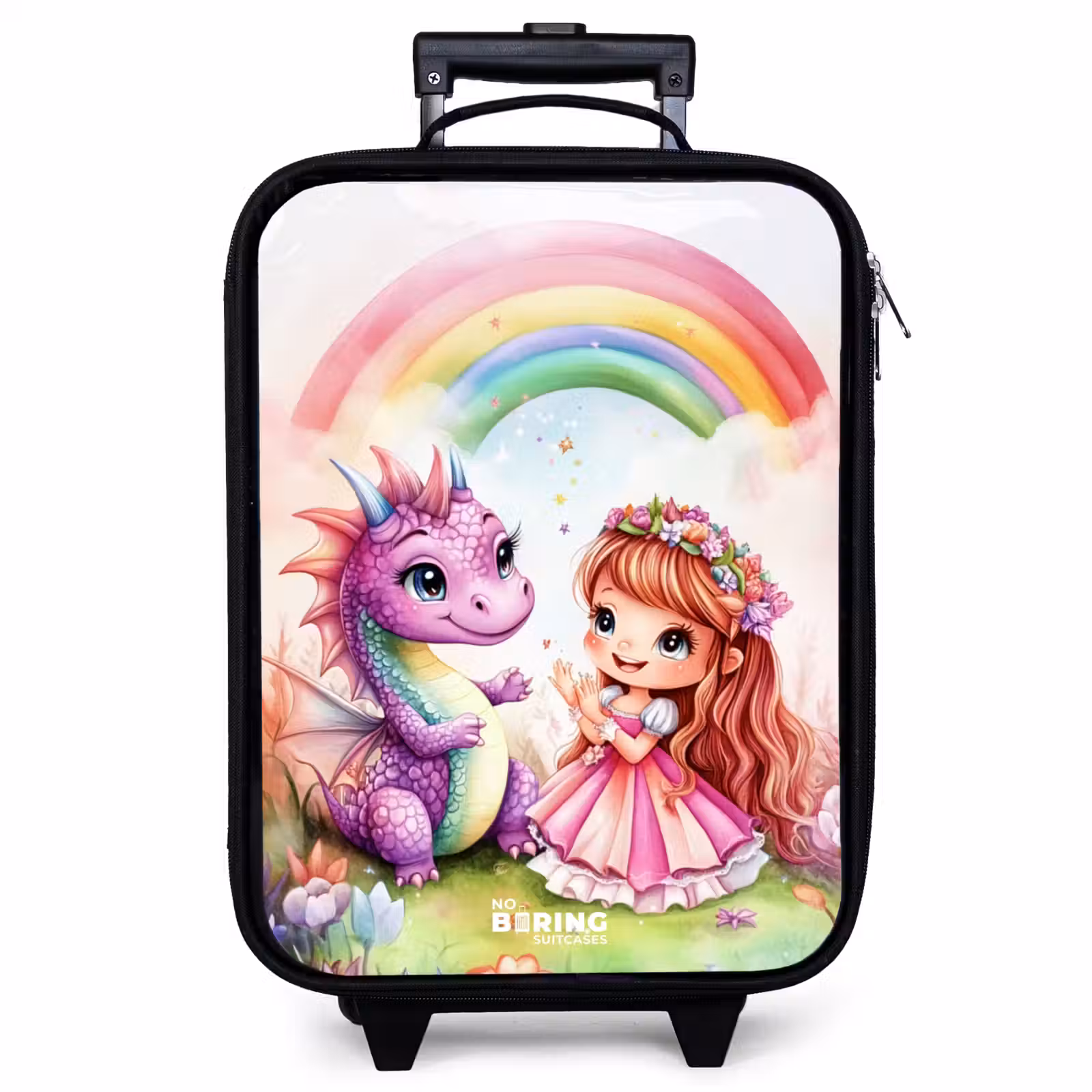 Children's suitcase - Girl with purple dragon under rainbow — 1