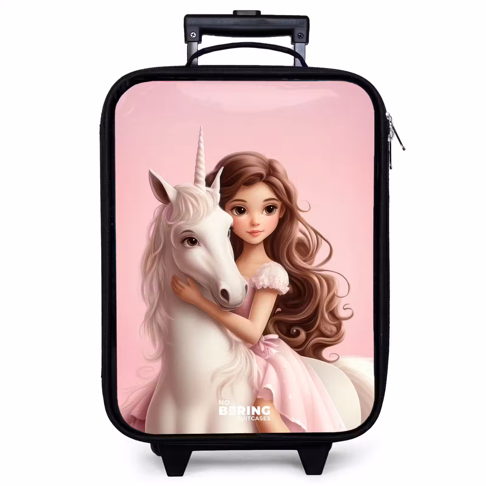 Children's suitcase - Girl with white unicorn on pink background — 1