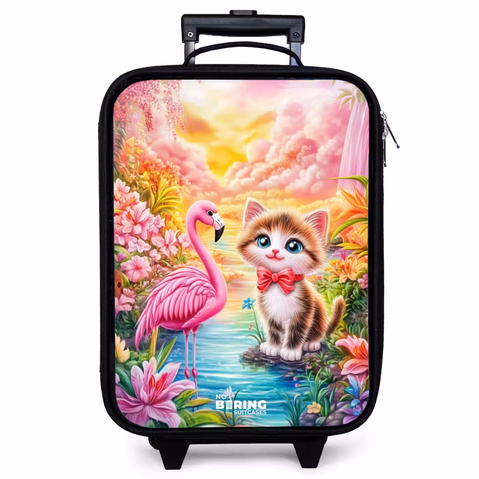 Children's suitcase - Kitten with flamingo in tropical flower paradise — 1