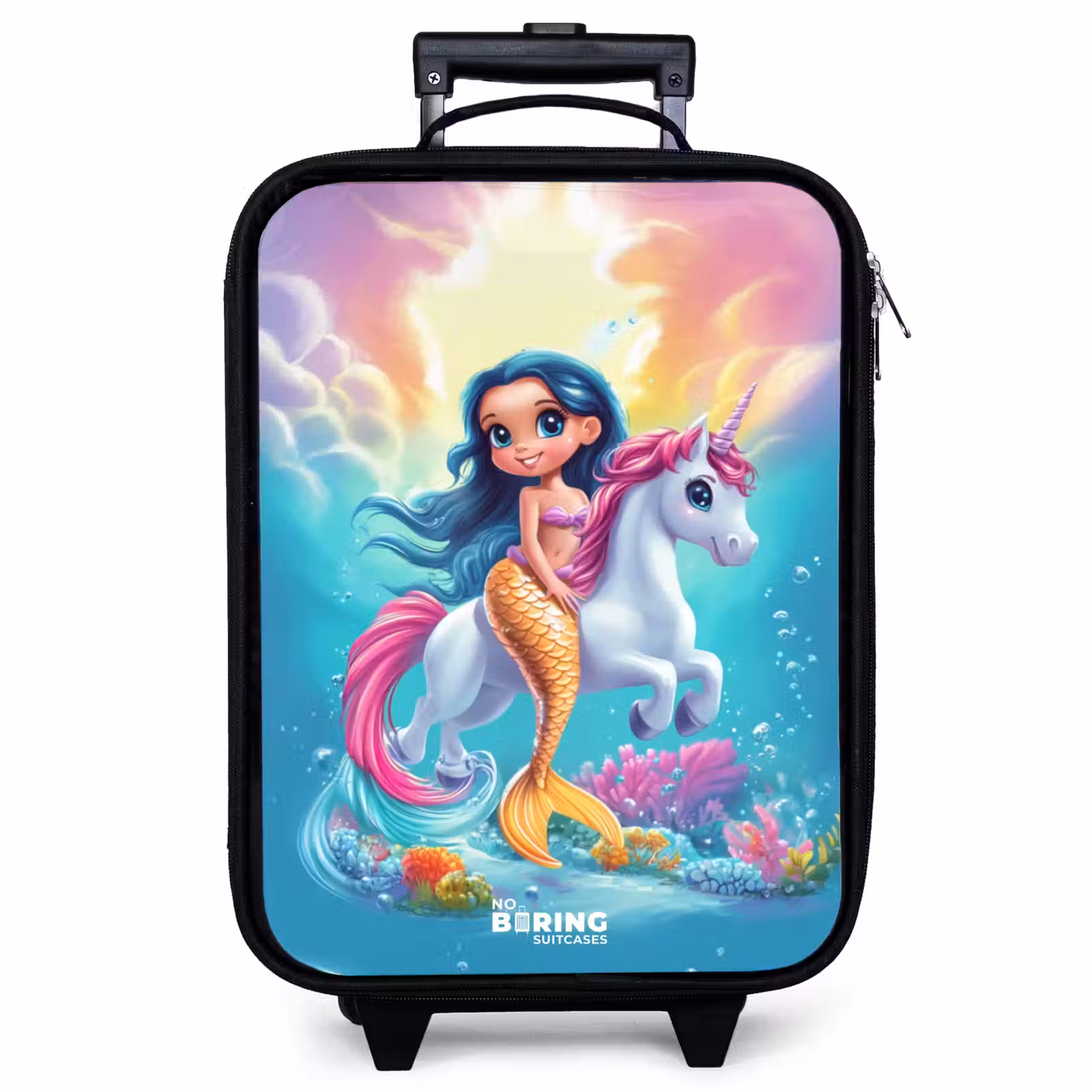 Children's suitcase - Mermaid with golden tail with a white unicorn — 1