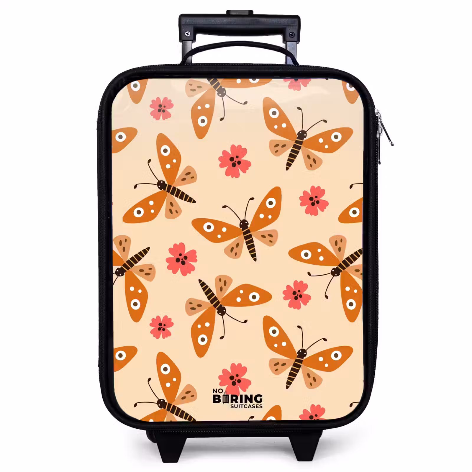 Children's suitcase - Orange butterflies and pink flowers on beige background — 1